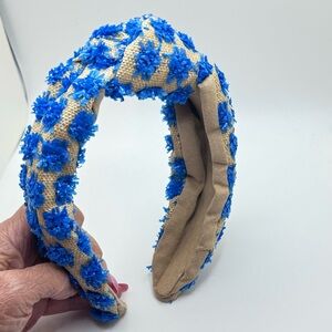 Blue knotted straw headband - gorgeous, soft comfortable fit, cut knot
